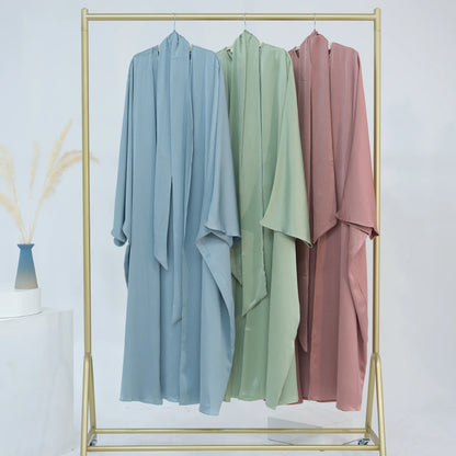 Two Piece Arabic Outfit Set for Muslim Women Elegant Modest Abaya Dress with Inner Ramadan Islamic Coat New Turkish Kaftan Robe