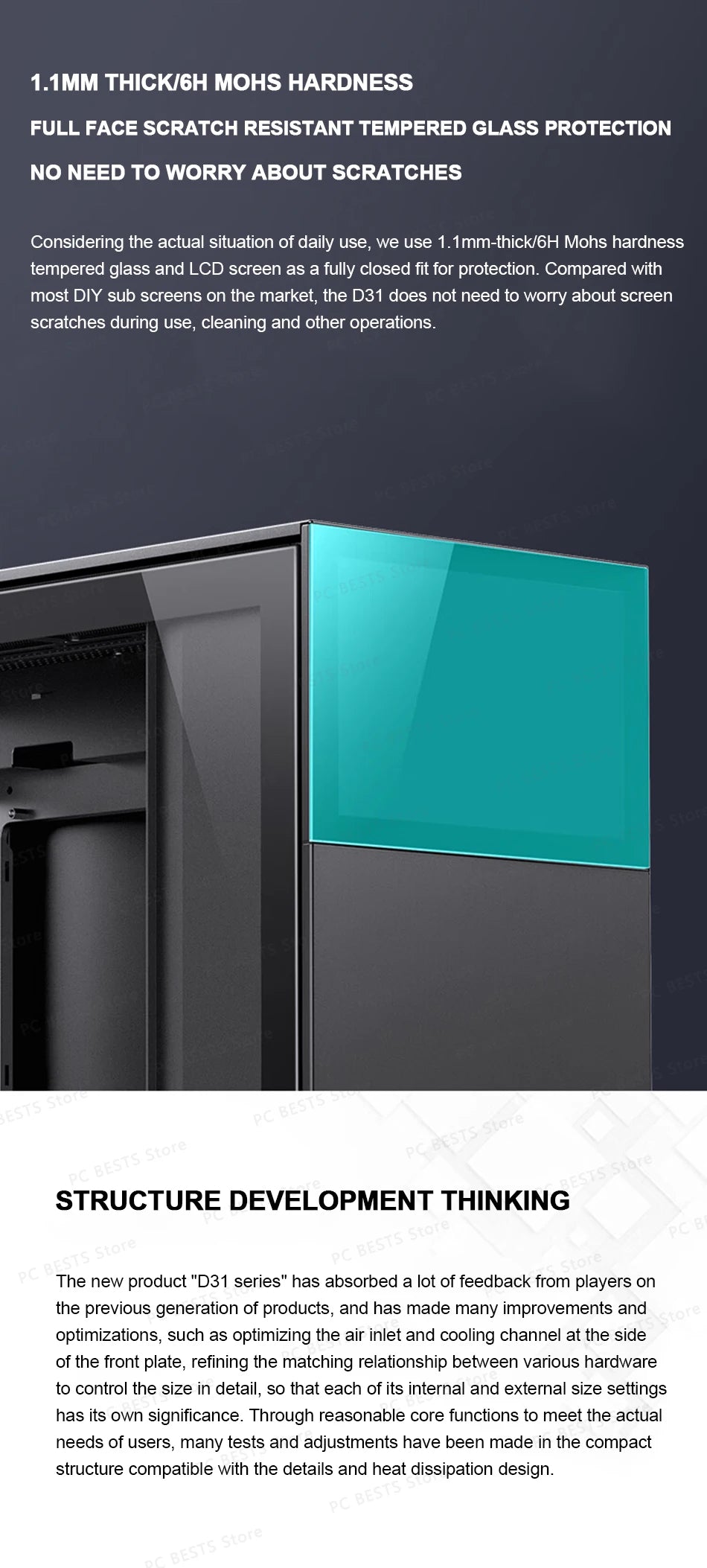 Jonsbo Pinecone D31 Case MATX ITX DTX Small Translucency Sub Screen of Video Games Support ATX Power 360 Cold Exhaust Chassis.