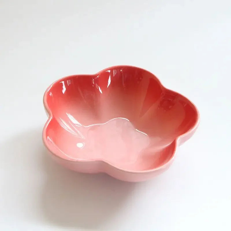 5 Inch Creative Flower Ceramic Bowl Small Deep Dish Solid Color Ceramic Bowl Small Dish Dip Dish Home Kitchen Supplies Gift