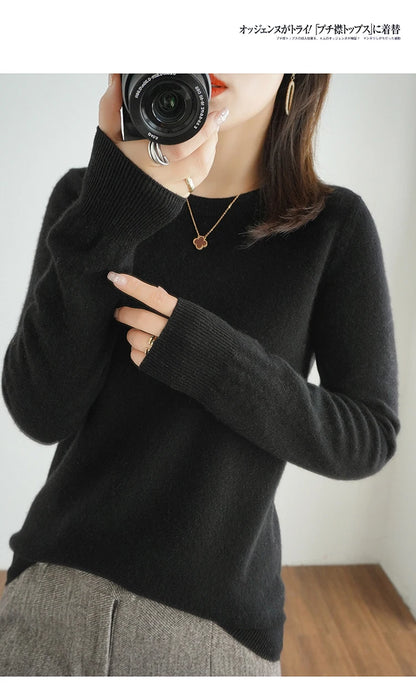 Herbst und Winter Kaschmirpullover Damen Rundhalspullover lässig gestrickt Top Damen kurze Unterwolle Mode 18 Farben