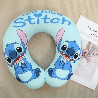 Lovely Lilo & Stitch U-shaped Neck Pillow Cute Stuffed Anime Stitch Angel Travel Pillow Cartoon Printed Nap Pillow Washable.