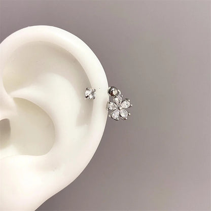 1PCS Pink Zircon Cross 316L Stainless Steel Annular Ear Bone Nail New Fashion U-shaped Earrings for Women Y2K Punk Jewelry.