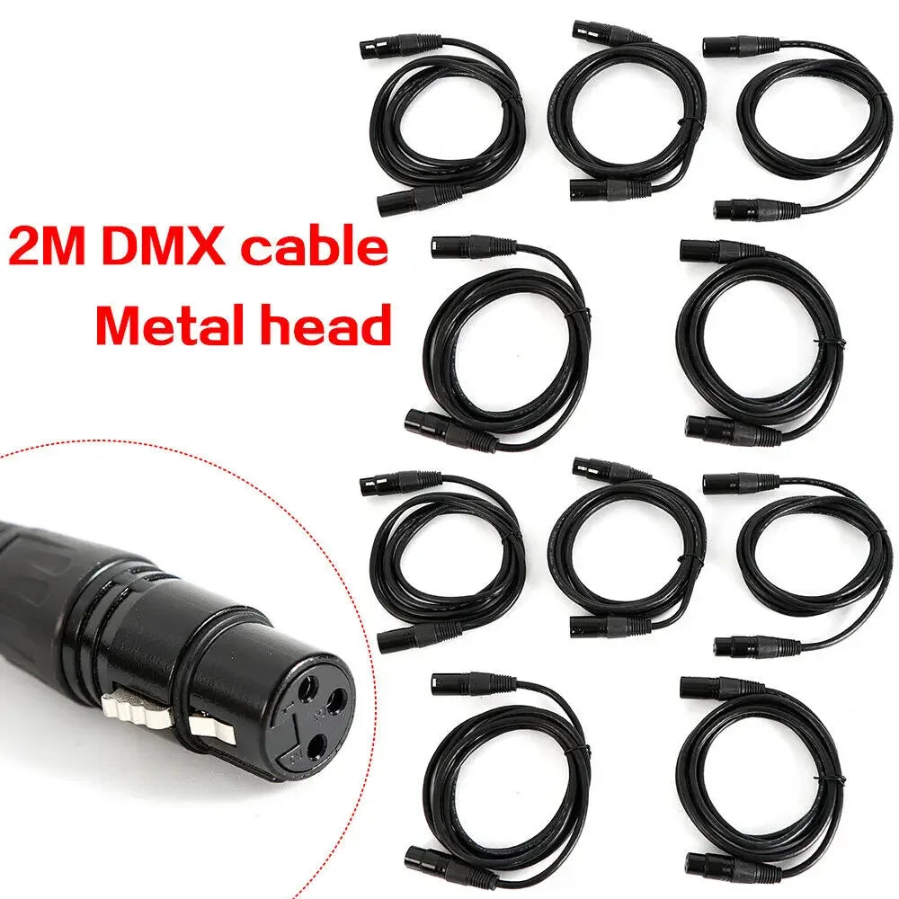 10pcs 2m DMX Cable 3-Pin XLR Wire For Various Stage Light Moving Head Light Preventt Transmission Interferences Of Digital Audio.