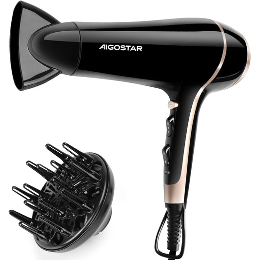 Aigostar Lora Professional Hair Dryer 2400 W Hair Dryer for Hair Ions 2 Speed and 3 Settings Cooling Button Hair Dryer.