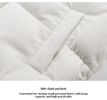 Japanese and Korean Winter Men's Thick Hooded Cotton Jacket Short Corduroy Cotton Jacket Trendy Warm Cotton Jacket Versatile.