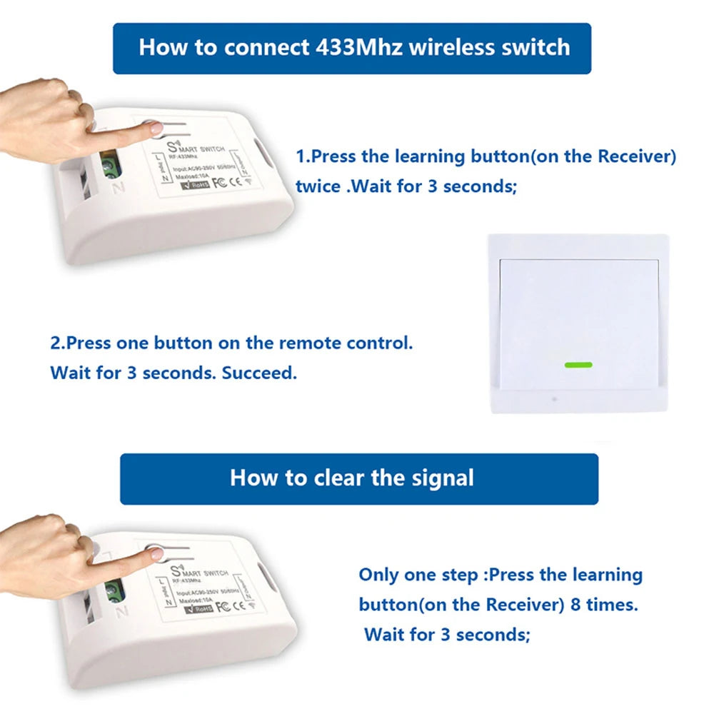 CENFAYA 433 Mhz Drahtlose Fernbedienung Lichtschalter AC 110 V 230 V 220 V Empfänger Modul 1 2 3 Gang Wand Panel Sender EIN/AUS.