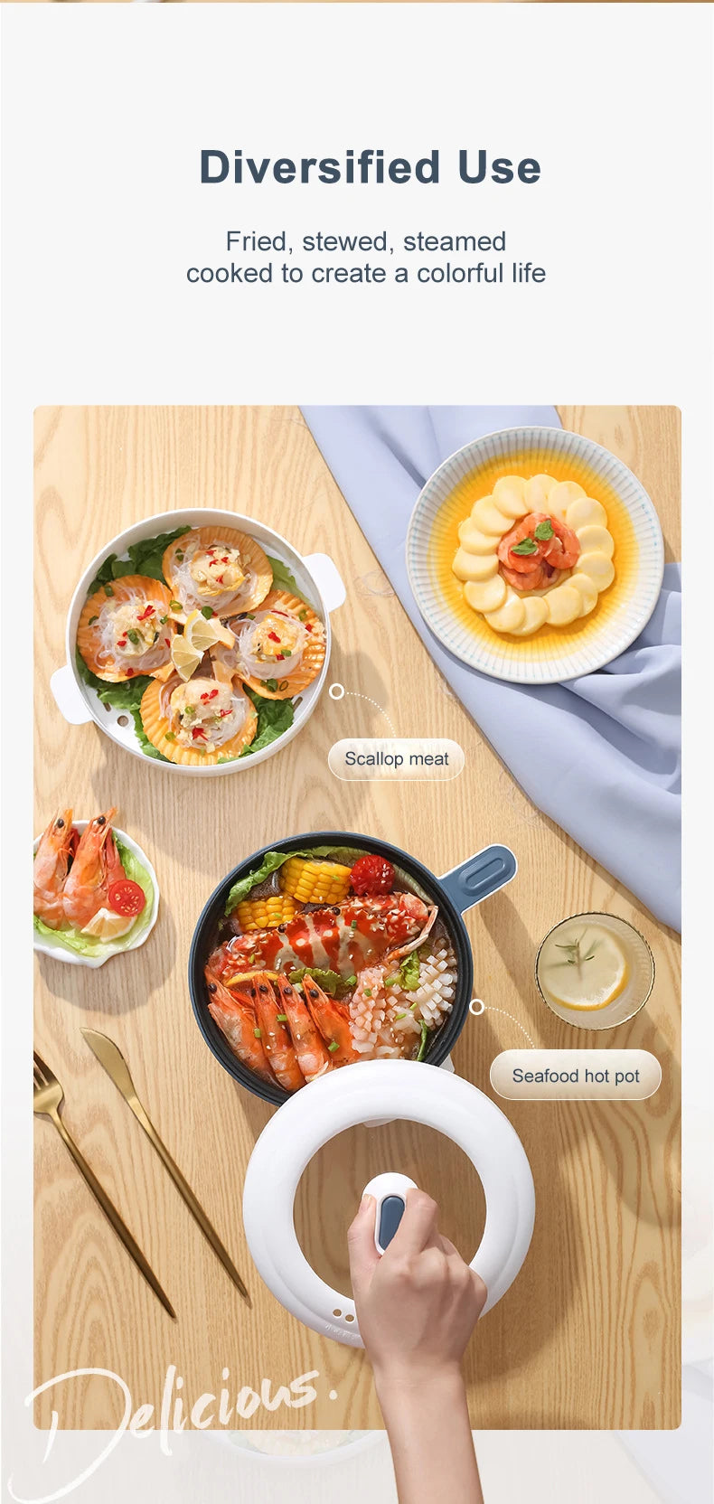 Electric Rice Cooker Multicooker Multifunction Pot Mini Hotpot Pan Soup Home Appliances for The Kitchen Pots Offers 1-2 People.