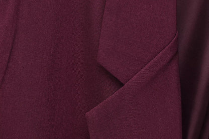 KONDALA Vintage Chic Office Lady Red Solid Women Suit Notched Single Button Pockets Blazer Straight Loose Pants Fashion 2025 Set.