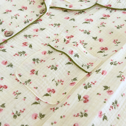 2025 Spring and Autumn Women's Pajama Set 100% Cotton Crepe Long sleeved Pants Two piece Cute and Sweet Home Fury Set Ladies.