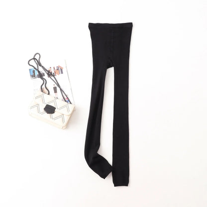 Women's Autumn and Winter Mulberry Silk Blend Tights Slim High Waist Skinny Anti-Hook Thick Warm Leggings Tights Stockings