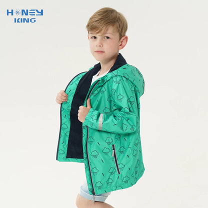 HONEYKING Children's Raincoat Suit Baby Waterproof Overalls Toddler Pants Girl Jumpsuit Rainwear Boy's Jacket And Trousers Set.