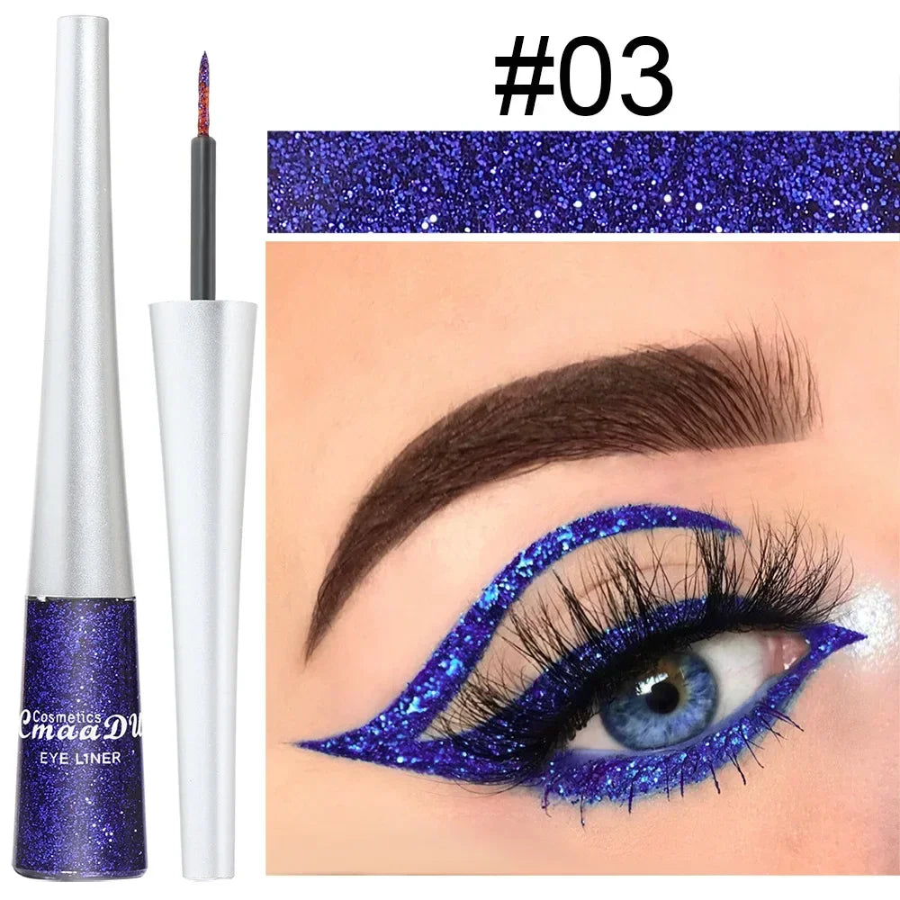 Glitter Liquid Eyeliner Pen Pearlescent Sequins Diamond Bright Shining Eyeliner Waterproof Lasting Eyeshadow Women Cosmetics 1pc