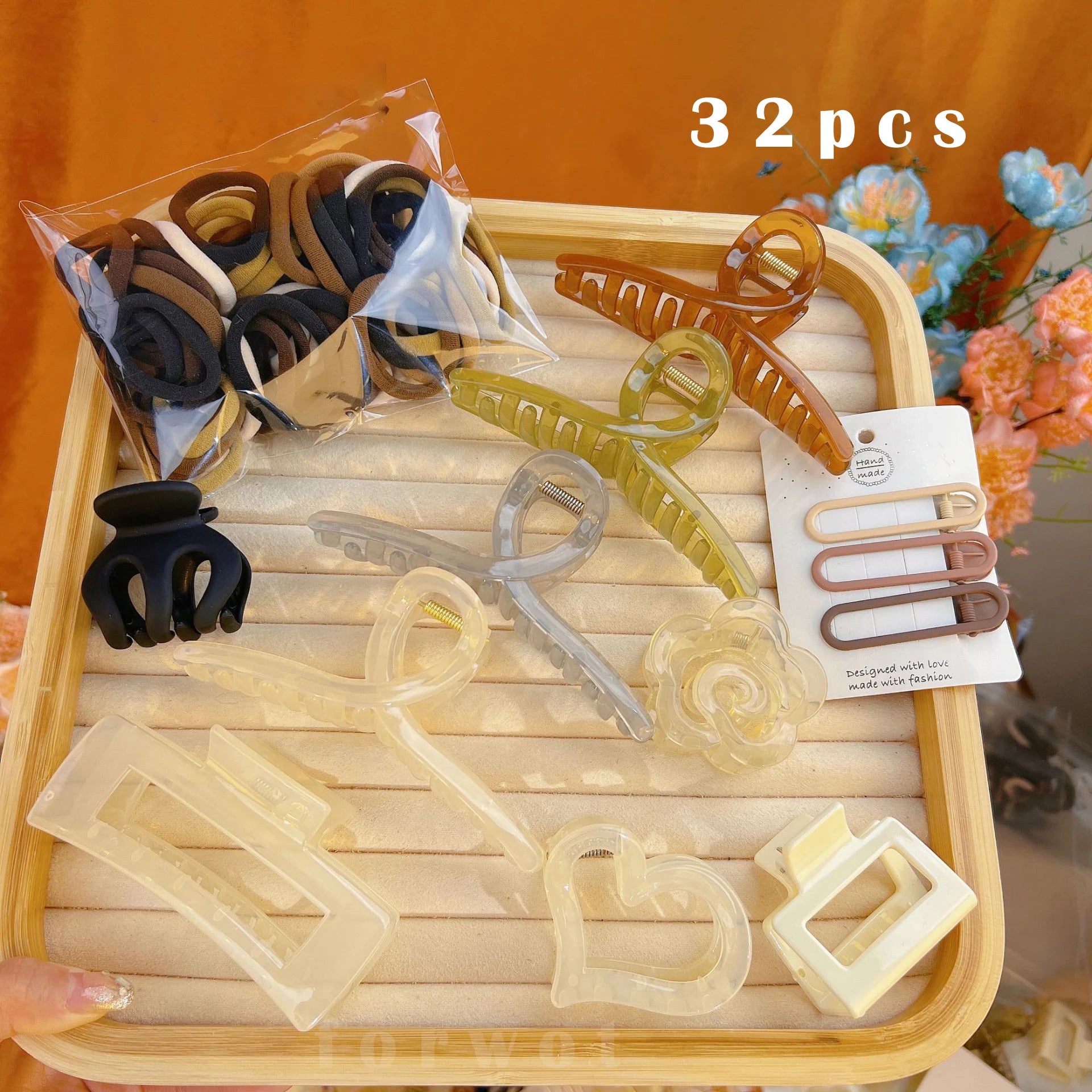 61pcs Set Korea Hair Bands Hair Claws Grab Hair Clip Large Intestine Hairpins Side Clip Elasticity Headbands Hair Accessories.