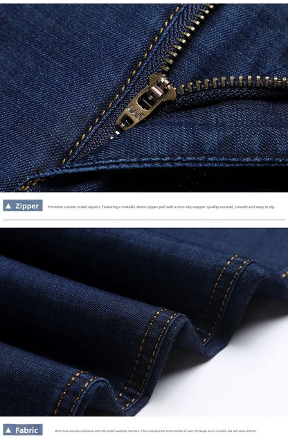 Classic Straight Men's Jeans Fitted Comfortable Elastic Business Casual Denim Pants Korean Fashion  Autumn Casual Trousers