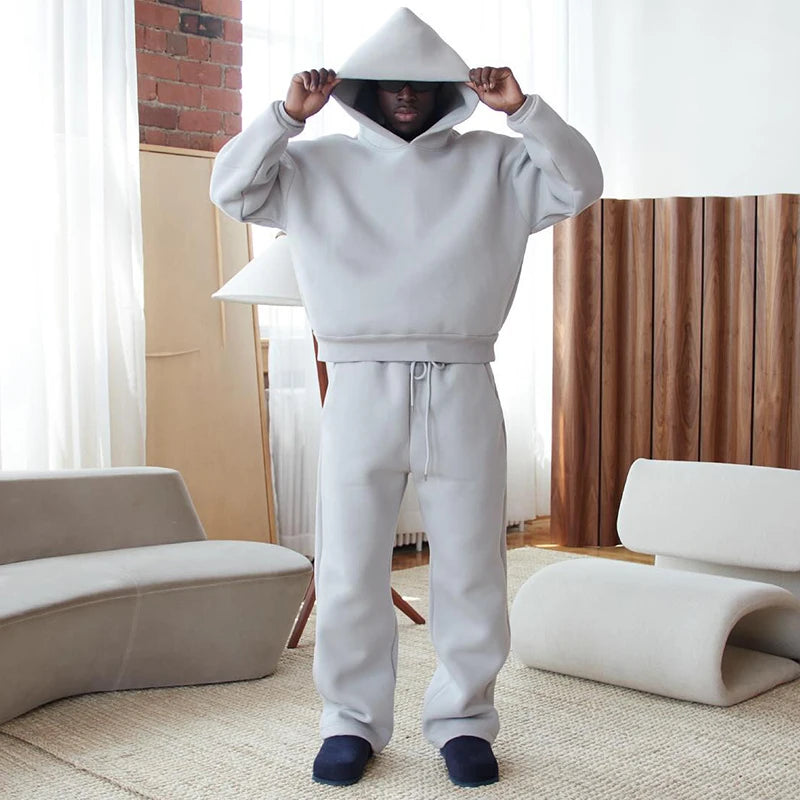 High Street Gothic Einfarbig Sweatshirt Anzug Punk Harajuku Vintage Hip Hop Rock Tasche Casual Streetwear Y2K männer Jogginghose.