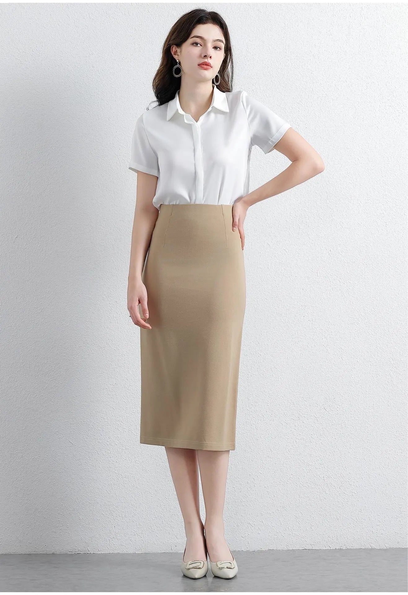 Women's Professional High Waist Long Pencil Skirt, Slim Fit Black Hip-hugging Skirt for Office Commute.