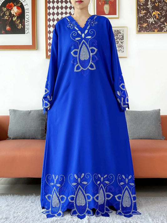 New 2025 Muslim Party Women Abaya Chiffon Diamond Long Sleeve Casual Clothing African Abaya Women Robe Dubai Turkey Islamic Robe.