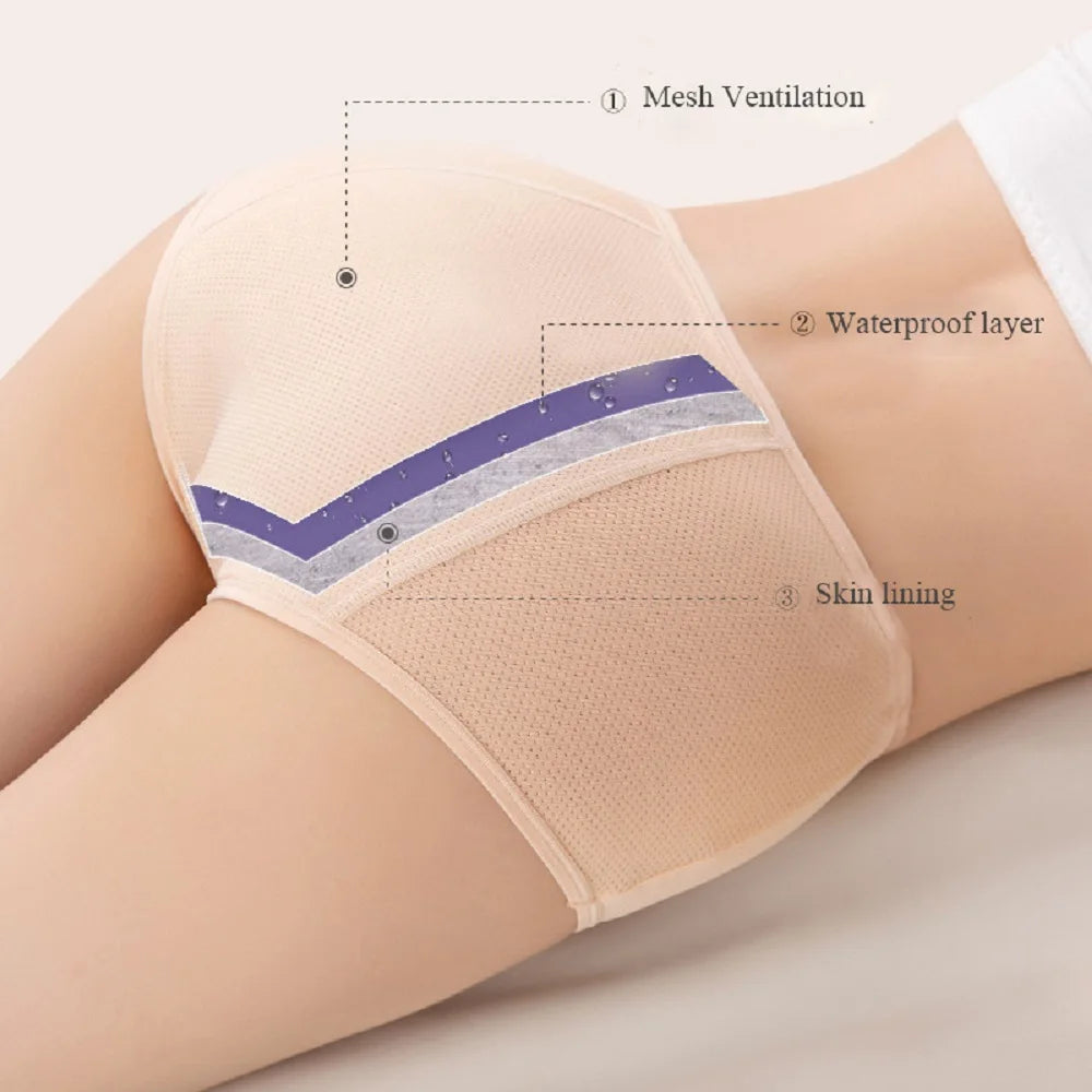 4pcs Women Menstrual Panties+gift Menstrual Cup Female Period Leak Proof Underwear Plus Size Maternal Physiological Briefs.