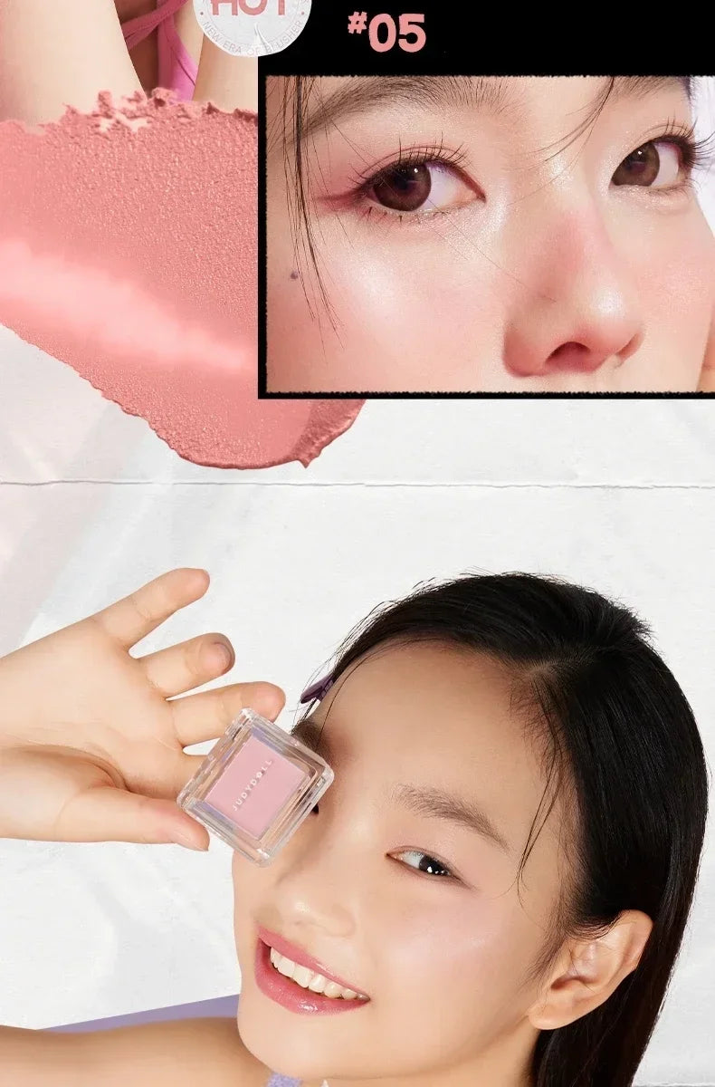 Judydoll Monochrome Blush Portable Silky Cream Multipurpose Blusher Eyeshadow Nude Natural Brighten Skin Tone Makeup Cosmetics.