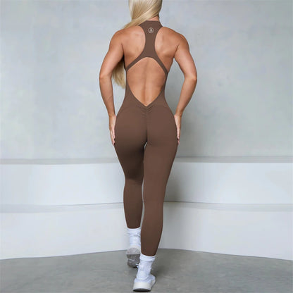 2025 Allure The Brand Zipper Women Tracksuit Yoga Set One Piece Jumpsuit Workout Scrunch Legging Rompers Sport Gym Active Suit