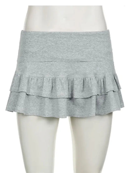 Mooyufo Sweet Solid Pleated Super Mini Skirt Preppy Atyle Sexy Slim Low-Waisted Skirts Women 2024 Summer Fashion Streetwear Lady.