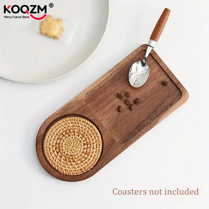 Wooden Tea Coffee Tray Fruit Dessert Candy Plate Table Decoration Bread Snack Food Dish Tray Decorative Tableware Home Kitchen.