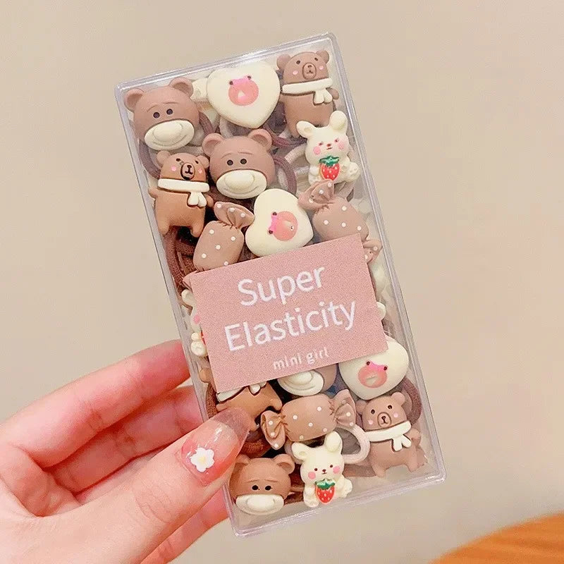 Coffee Color Children's Cute Cartoon Hair Rope Baby Thumb Loop Does Not Hurt Rubber Band Headwear Baby Tie Head  Small Pull.