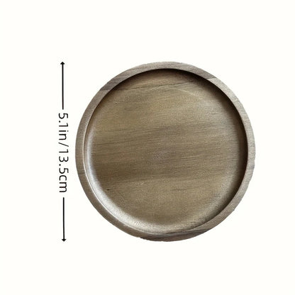 Round Wooden Decorative Serving Tray for Coffee Table and Home Decor, Round Wood Tray for Table Centerpiece, Small Candle Tray.