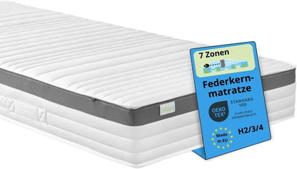 Federkernmatratze 80x200 cm, Orthopedische Matratze Hardness H2, ergonomische 7 Zonen Taschenfederkernmatratze, Matratze 80 x 2