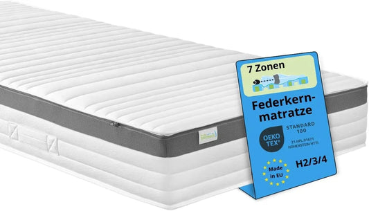 Federkernmatratze 80x200 cm, Orthopedische Matratze Hardness H2, ergonomische 7 Zonen Taschenfederkernmatratze, Matratze 80 x 2