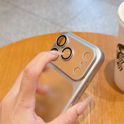 Matte Transparent Phone Case For iPhone 17 Pro Max 17 Pro Plating Frame Lens Film Protection Anti-fall PC Hard Clear Phone Cover.