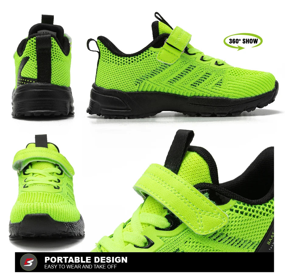Baasploa Children Running Shoes Fashion Lightweight Boys Sport Sneakers Breathable Mesh Tenis School Shoes for Boys Kids Sneaker