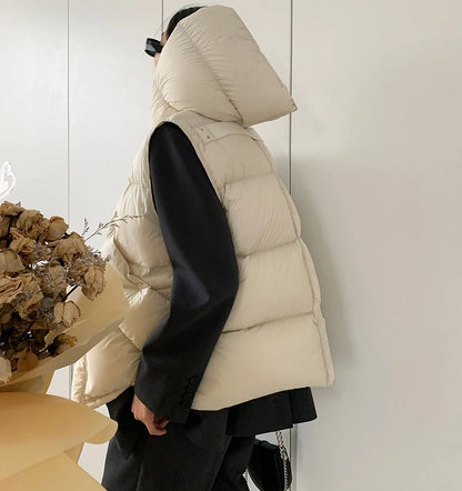 Hirsionsan Herbst Winter Koreanische Weiße Ente Unten Weste Frauen 2023 Neue Einfach Alle-spiel Mäntel FemaleSoft Warme Sleeveness Jacken.