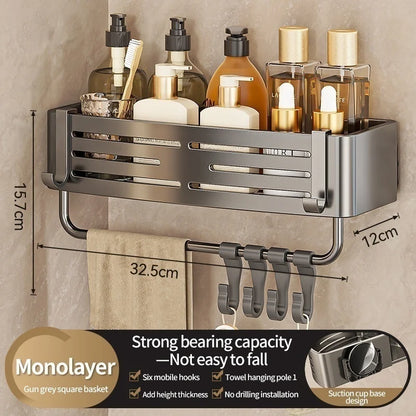 Saugnapf perforationsfreier Raum Aluminium Badezimmer Lagerregal Badezimmer Dreieckskorb Wandaufhänger Badezimmer Eckaufbewahrung