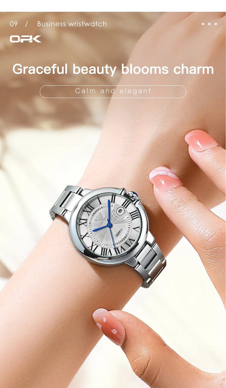 OPK 6039 Women Watch Roman Scale Stainless steel Waterproof Quartz Watch for Women.