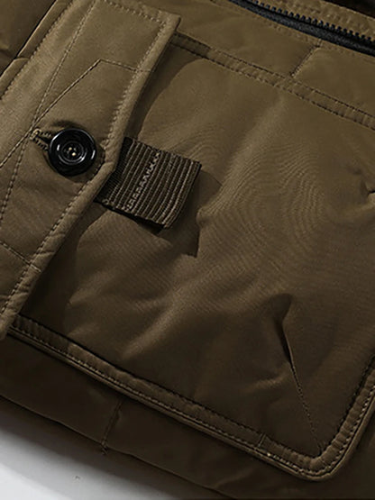 Men's Casual Trend Korean Version Of The New Raccoon Fur Collar Mouth In The Long Cold Warm Cotton Jacket Thickening.