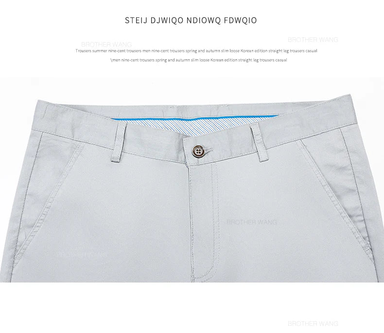 Bamboo Fiber Fabric Men's Casual Pants Summer New Ultra-thin Elastic Soft Straight Business Trousers Classic Black Khaki Gray