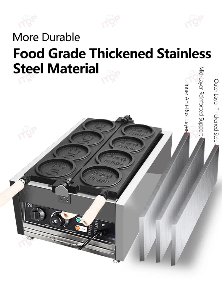 ITOP WG-1 Commerical Coin Waffle Maker Non Stick Pan Waffle Maker Snack Maker Bread Machine Round Waffle Maker Timer 110V 220V.
