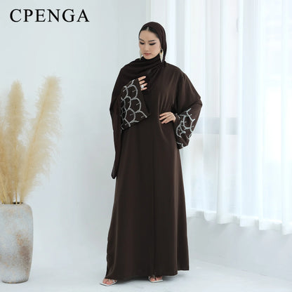 2025 Middle Eastern Islam Outfit for Muslim Women Luxury Dubai Modest Abaya Dress Eid Arabic Cardigan Plain Turkey Kaftan Robe.
