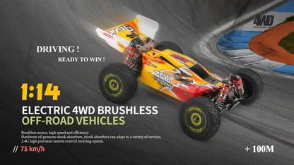 WLtoys 144010 144001 75KM/H 2.4G RC Car Brushless 4WD Electric High Speed Off-Road Remote Control Drift Toys for Children Racing.