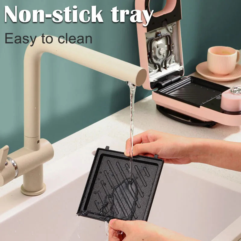 Electric Sandwich Maker Breakfast Machine Household Light Food Multi-Function Waffle Maker Takoyaki Toast Donut Pressure Toaster.