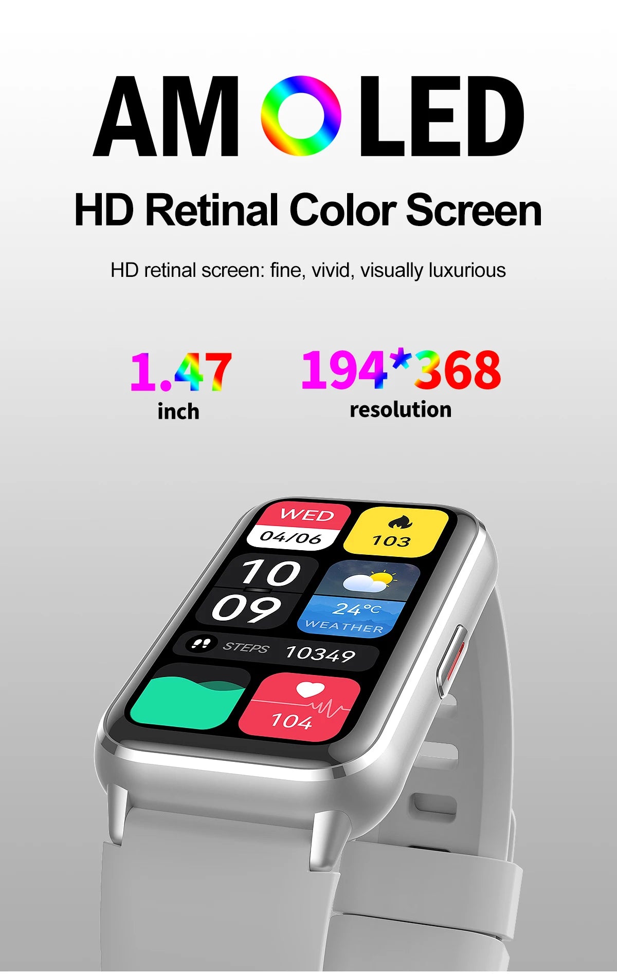 2025 New Grade Nursing Smart Watch AMOLED Blood Oxygen ECG + PPG Blood Pressure Body Temperature Bluetooth Health Smartwatch.