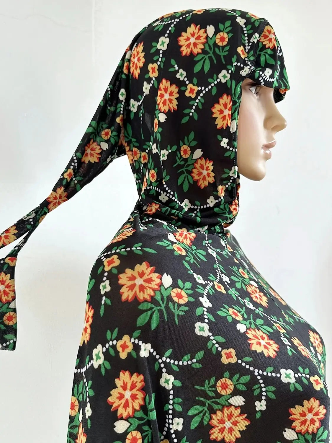 6XL  Muslim Womens Hooded Abaya African Sleeveless Prayer Garment Kaftan Dress With Hijab Floral Dubai Saudi Robe Ramadan