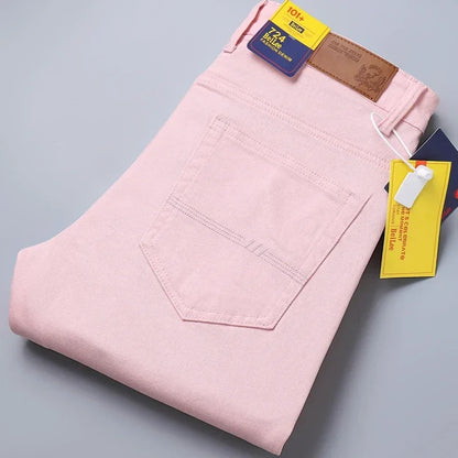 98% Cotton 4 Colors Stretchy Jeans Men's Mid-waist Straight Pencil Denim Trousers Brand Clothing Personality Fashion Male Pants