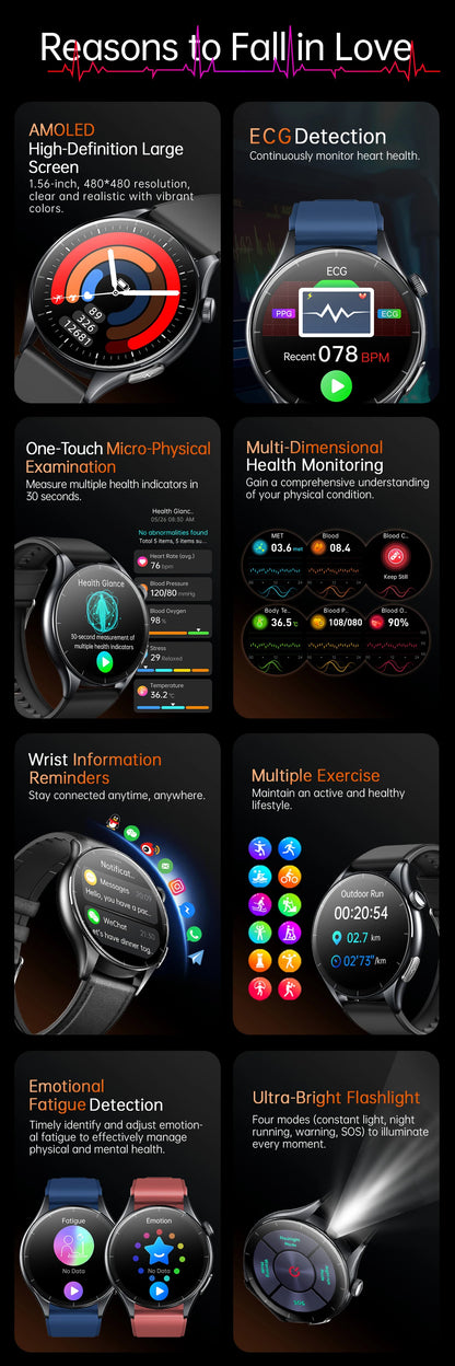 2025 New For HUAWEI Health MonitorUric Acid Blood Pressure Blood oxygen Body Analysis Smart Watch ECG+PPG Clock Smartwatch Men.