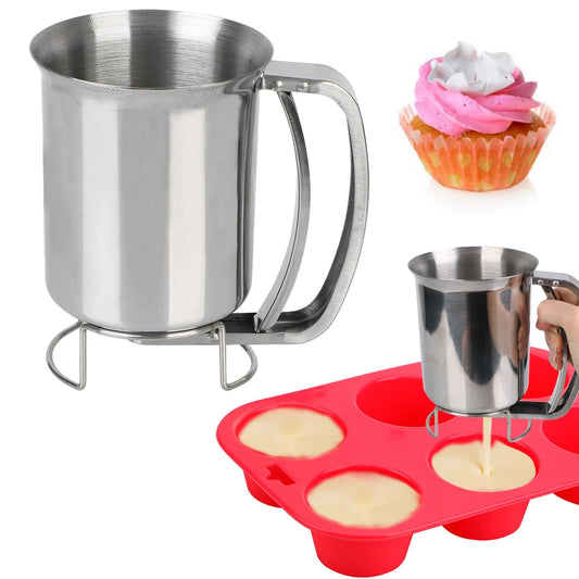 Kitchen Tool Cake Cupcake Dough Dispenser Funnels Piston Funnel With Support Batter Dispenser Baking Tools Stainless Steel.