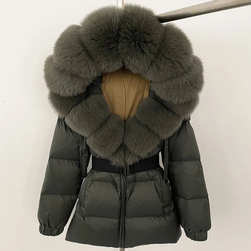 OFTBUY 2025 Winter Kleidung Puffer Jacke Frauen Echt Fox Pelz Mit Kapuze Dicke Warme 90% Weiße Ente Unten Mantel Weibliche Parkas wasserdicht
