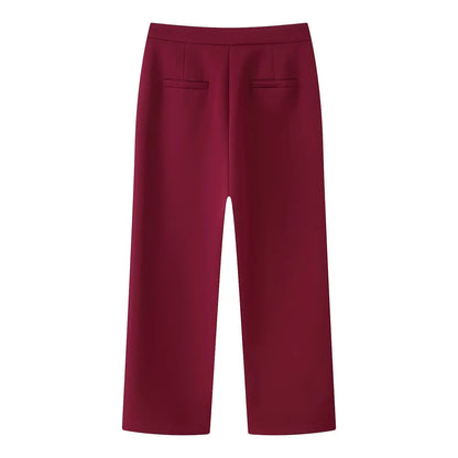 KONDALA 2025 Burgund Quaste Büro Dame Anzüge Einreiher Gerade Blazer + Moderne Gerade Lange Hosen Mode Weiblichen Anzug