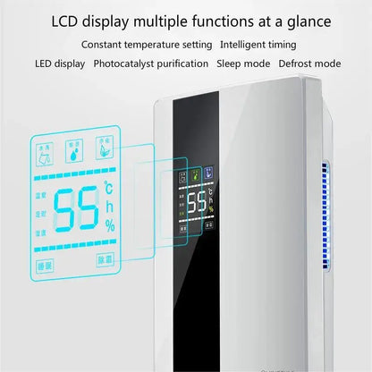 Dehumidifier and Air Purifier 2 in 1 Moisture Absorber Household Mute Bedroom Basement Remote Control Timing External Water Pipe.