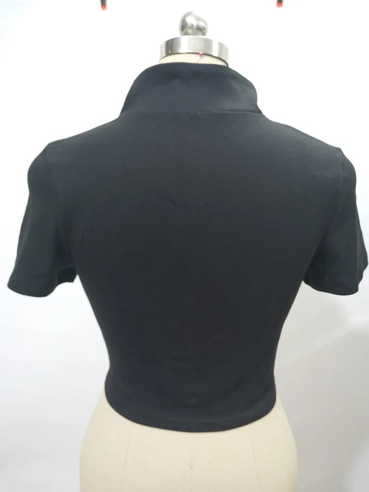 Summer T-shirt Woman Crop Top Sexys Short Sleeve Y2k Aesthetic Clothes Streetwear Fashion Black White Women Short Tshirts 2024.